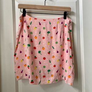 Staud fruit/veg pink mini skirt, size 12